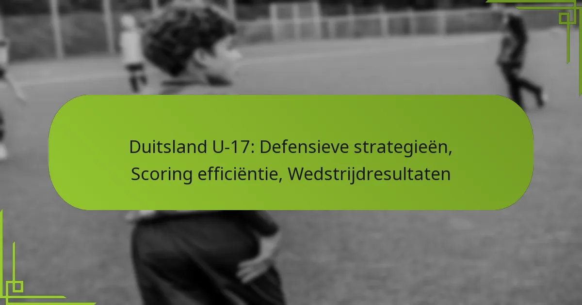 Duitsland U-17: Defensieve strategieën, Scoring efficiëntie, Wedstrijdresultaten