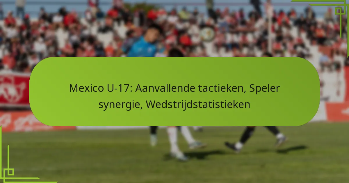 Mexico U-17: Aanvallende tactieken, Speler synergie, Wedstrijdstatistieken