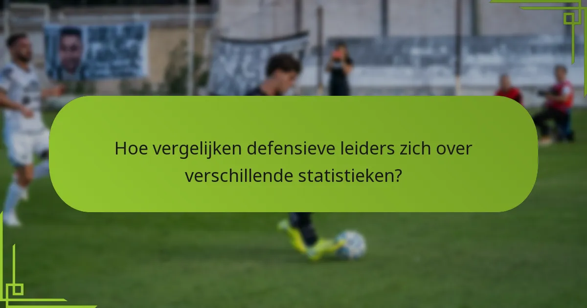 Hoe vergelijken defensieve leiders zich over verschillende statistieken?