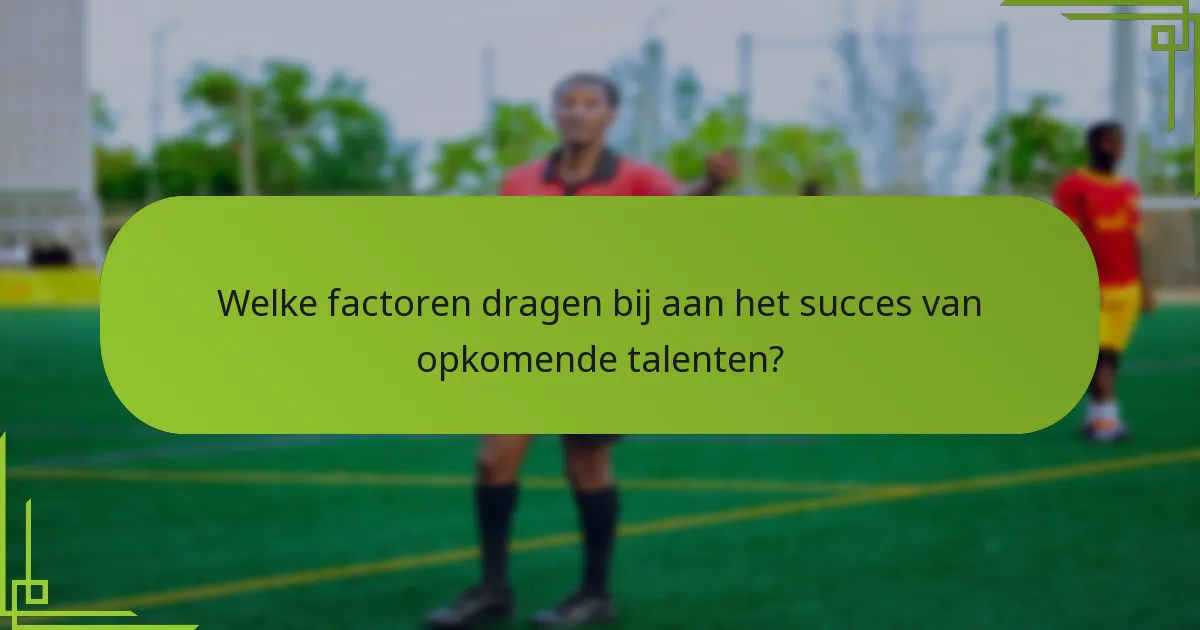 Welke factoren dragen bij aan het succes van opkomende talenten?